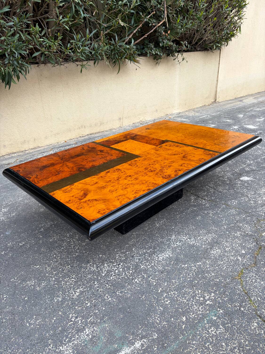 70s elm burl coffee table