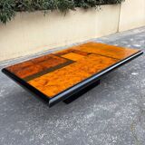 70s elm burl coffee table