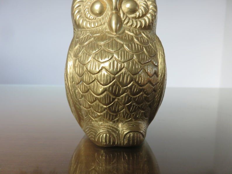 Owl, 70s golden brass owl