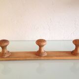 Vintage three-headed wooden coat rack from the 60s and 70s