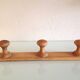 Vintage three-headed wooden coat rack from the 60s and 70s