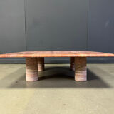 Angelo Mangiarotti red travertine coffee table for Up&Up, Italy