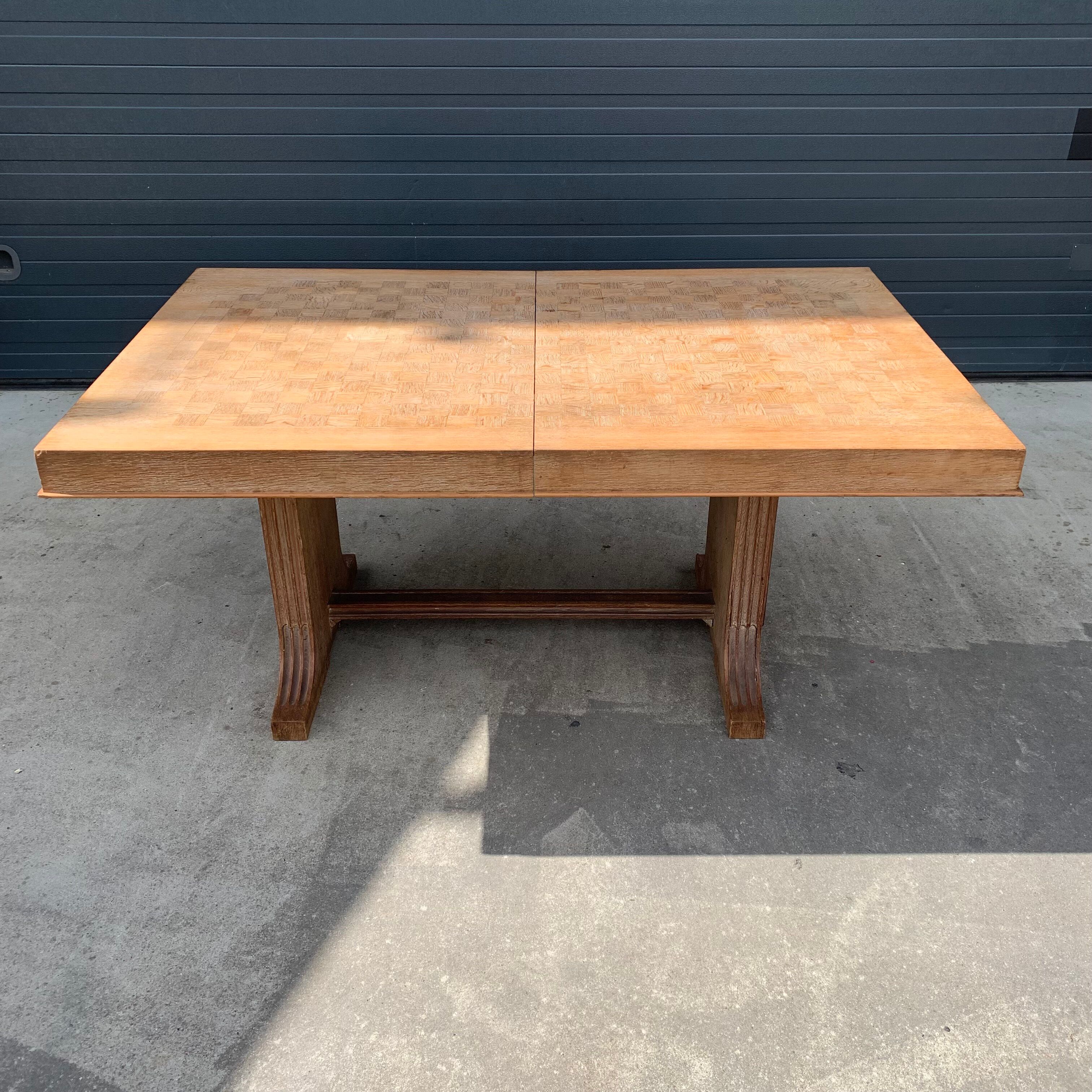 Art Deco dining table in cerused oak circa 1940
