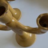 Pair of glazed earthenware candlesticks Pichon Uzès 1960