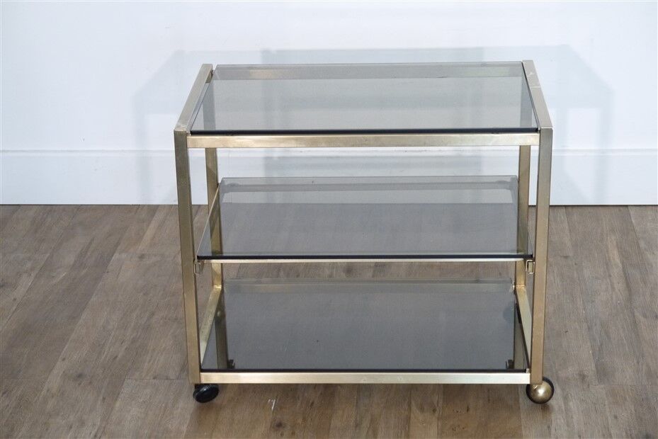 Desserte vintage en metal et verre 1970