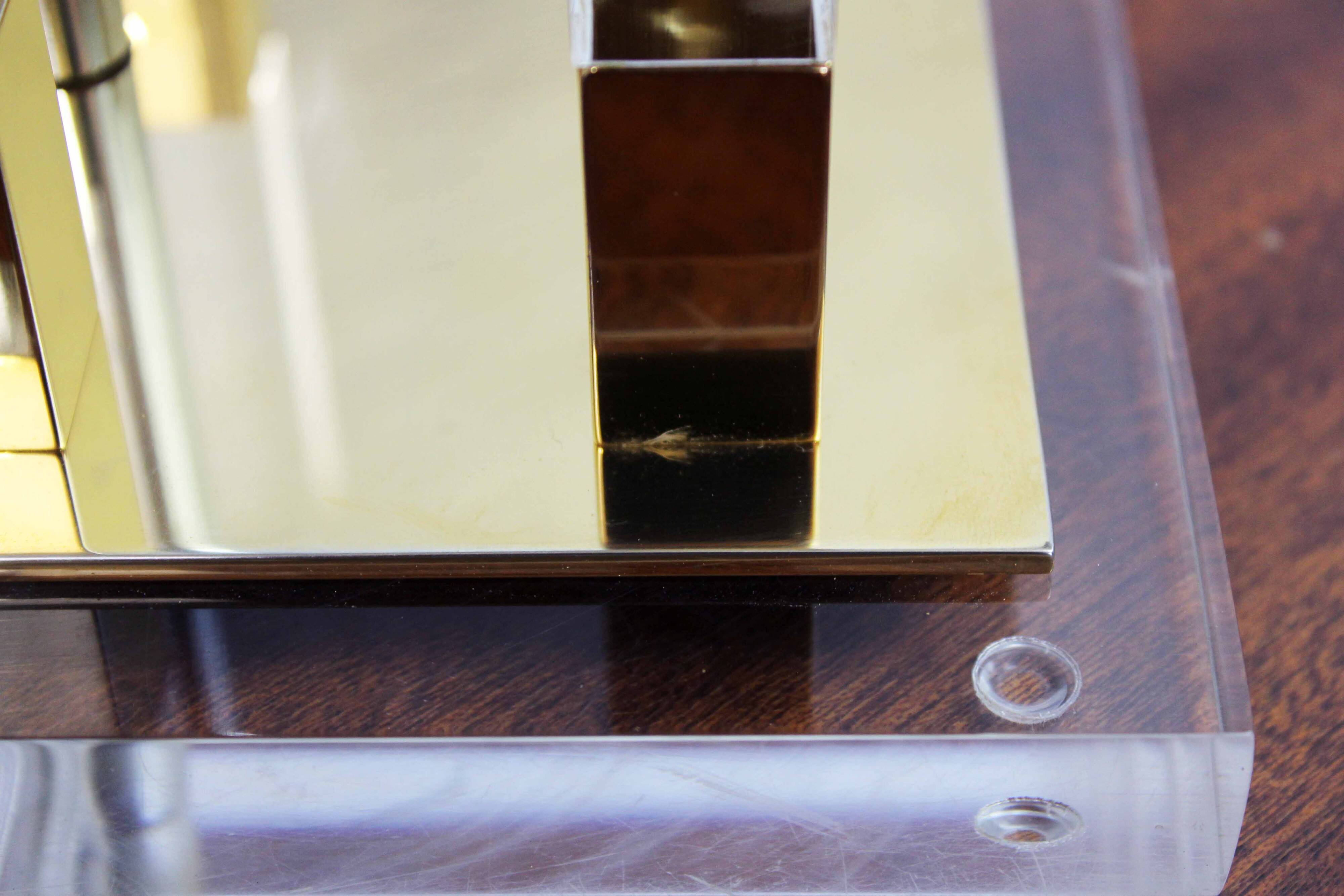 Pair of plexiglass and brass lamps, Italy 1970