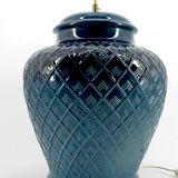 blue ceramic lamp, France, 1950s