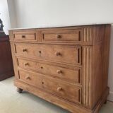 Sandblasted chest of drawers with white marble top