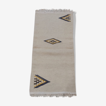 Tapis kilim blanc multicolore berbère 126x69cm