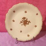 6 dinner plates pretty golden floral decoration Limoges Lucien Michelaud