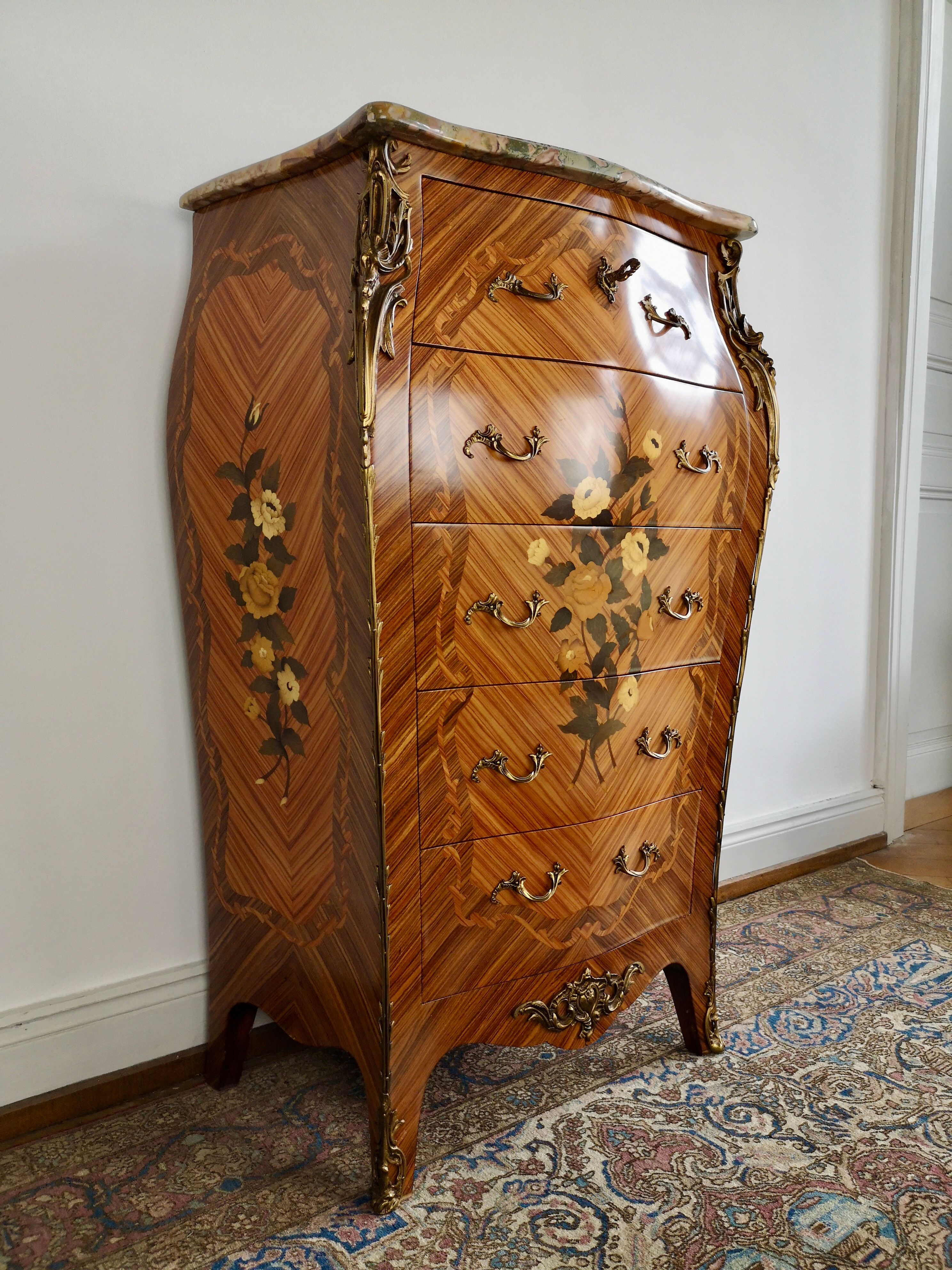 Louis XV style chiffonier in rosewood marquetry