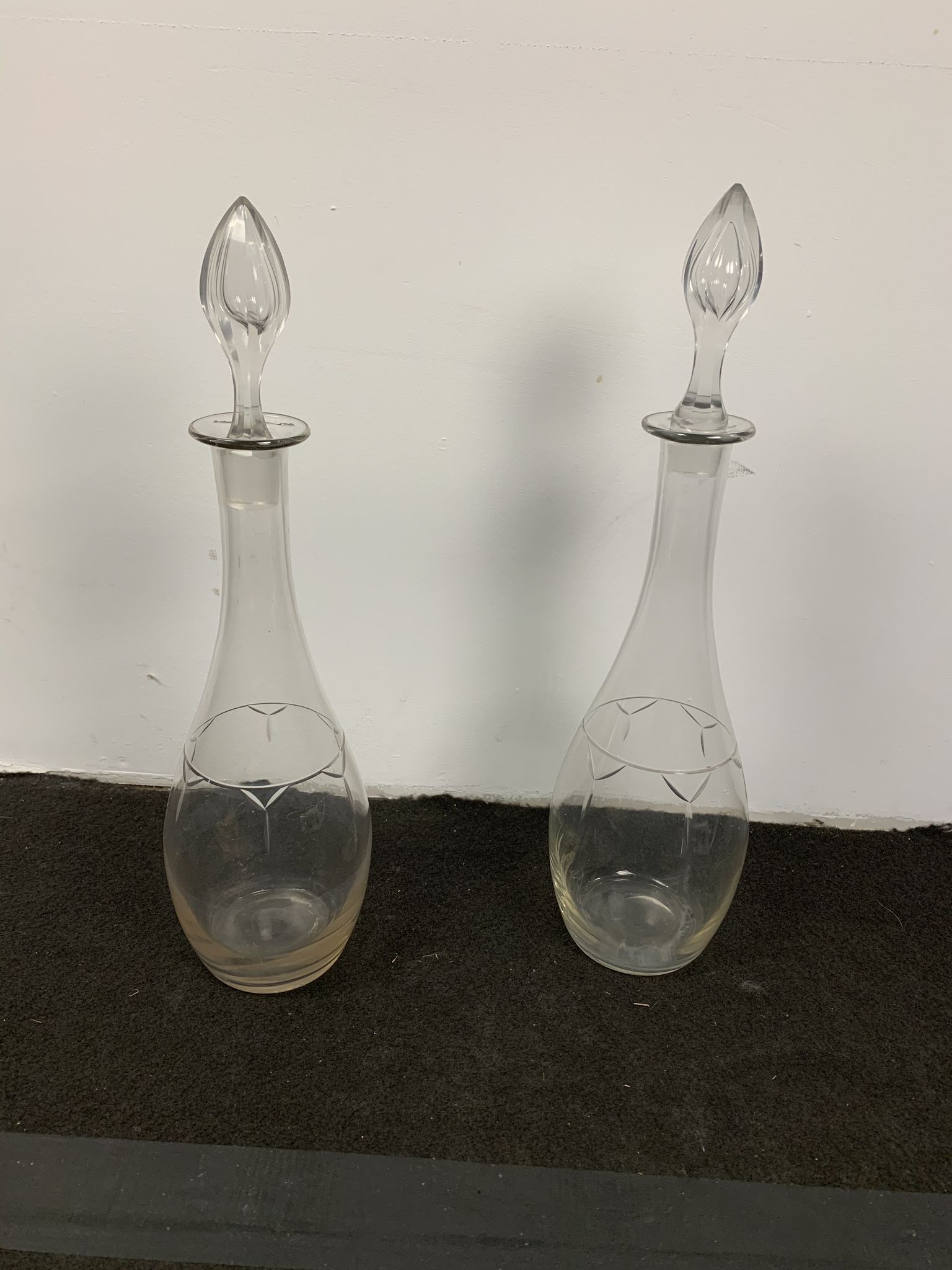 Pair of crystal wine carafes