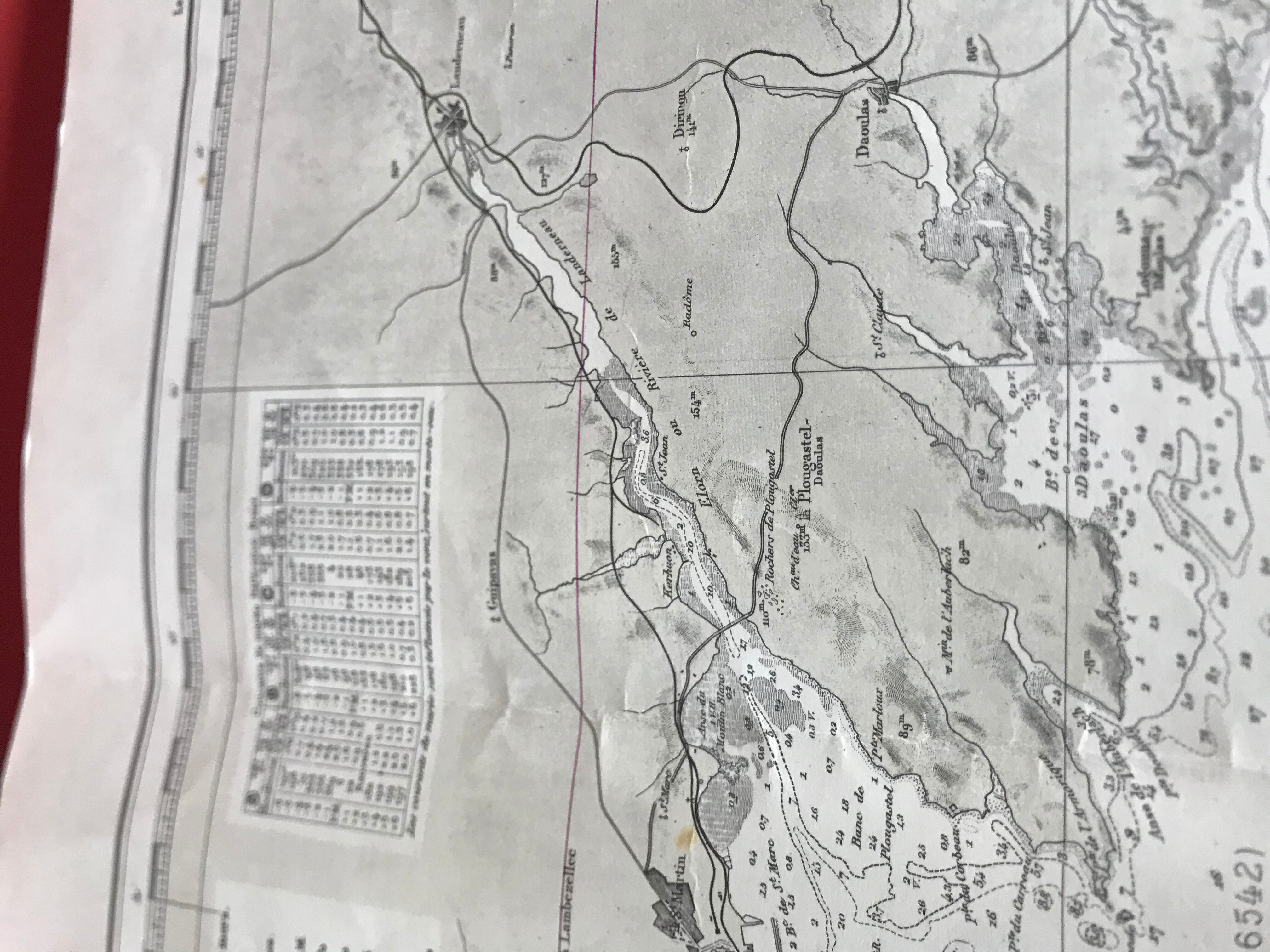 Old nautical charts on the breton coast