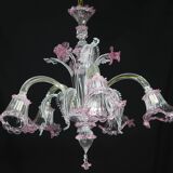Charming Vintage Venetian Chandelier, Pink Murano Glass, 1950s