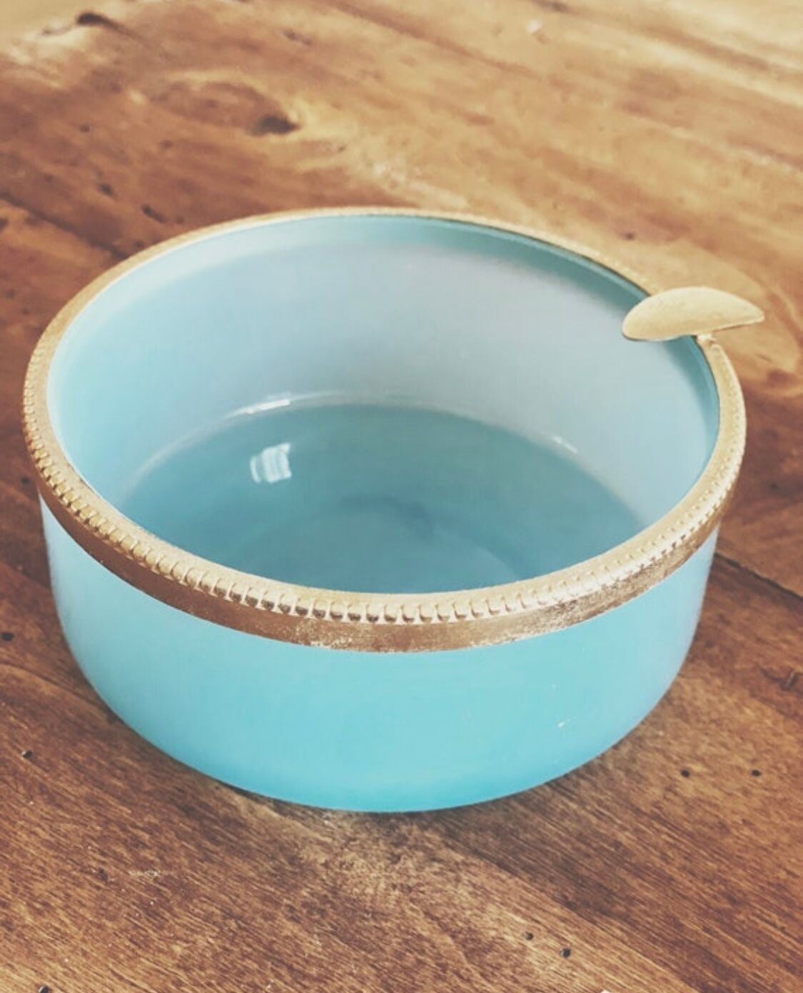 Blue and gold ashtray