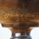 Brown cut on glazed ceramic pedestal signed Jean Marais, 70s