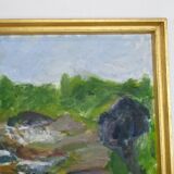 Oil Painting Painted on Canvas with Green and Brown Shades by Sixten Wiklund