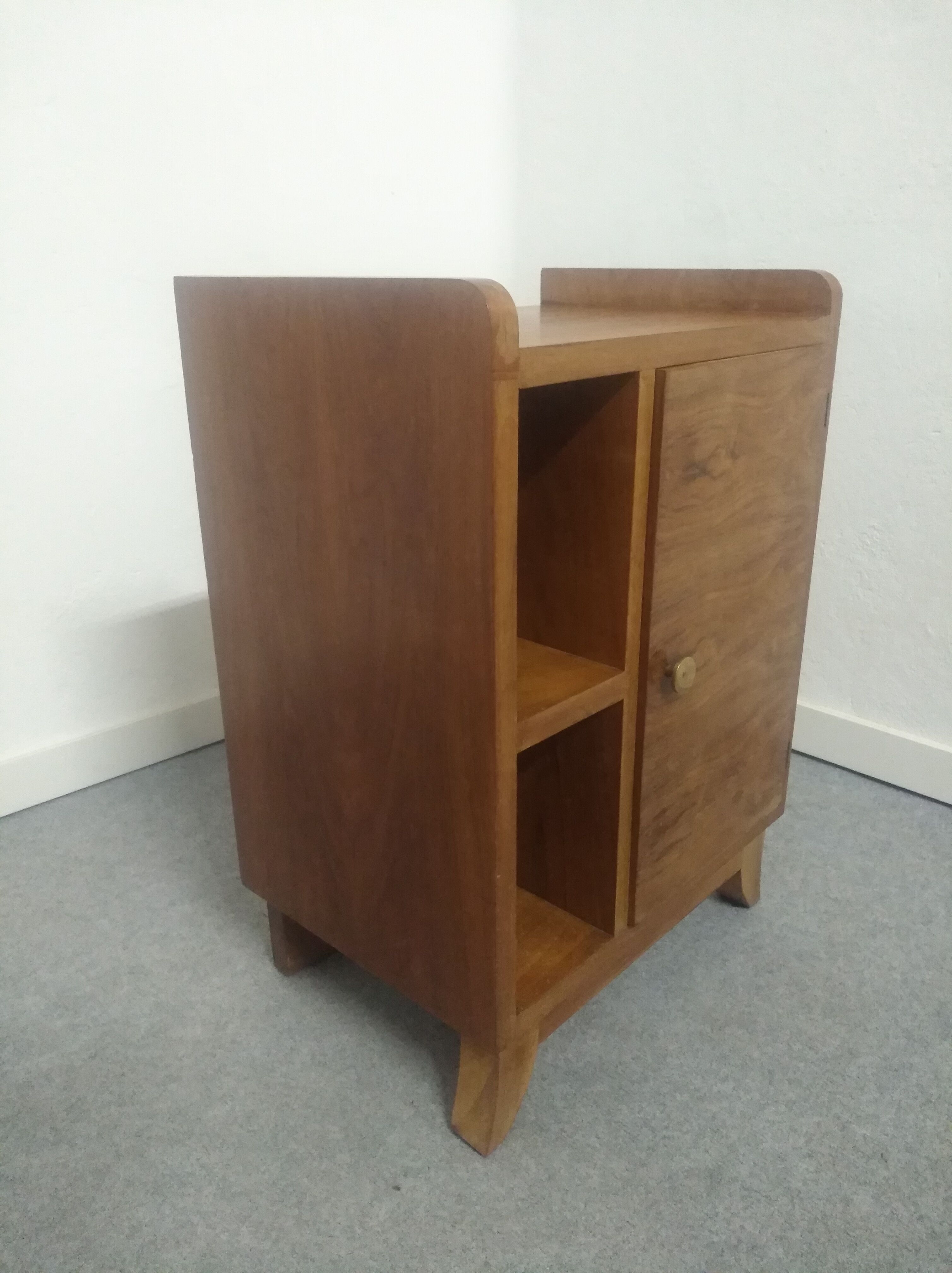 Art Deco walnut bedside table