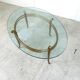 Vintage golden metal and oval glass coffee table, 1970s