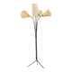 Vintage floor lamp from the 50s in metal and brass 4 flexible lights with tripod base