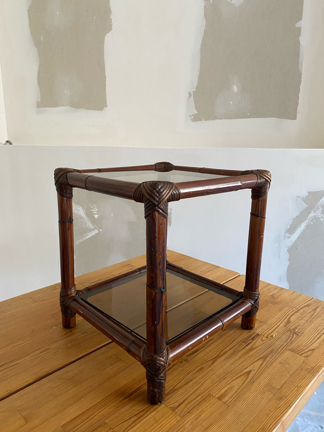 Vintage rattan side table