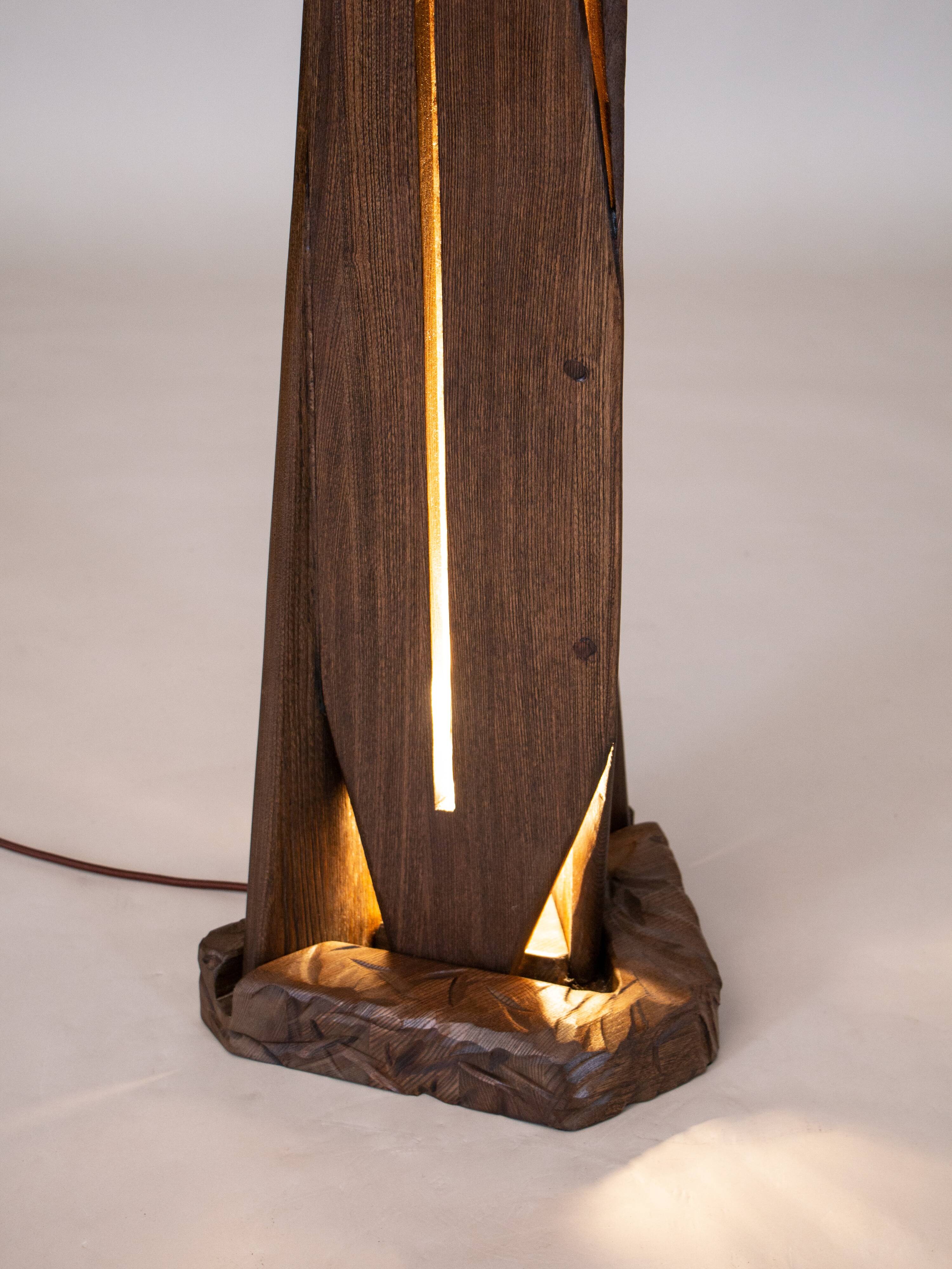 Sculptural Solid Wood Floor Lamp Post-Modern Light STRATA by Flowlight UK