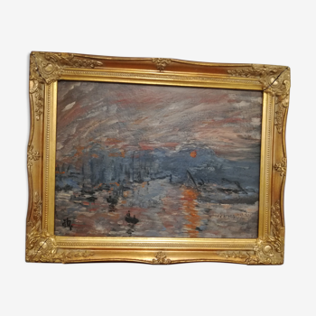 Tableau à l'huile -reproduction de Impression soleil levant de Monet