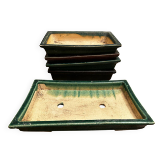 5 Rectangular Art Deco Planters or Bonsai Pots