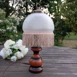Romantic vintage bedside lamp with fringed glass