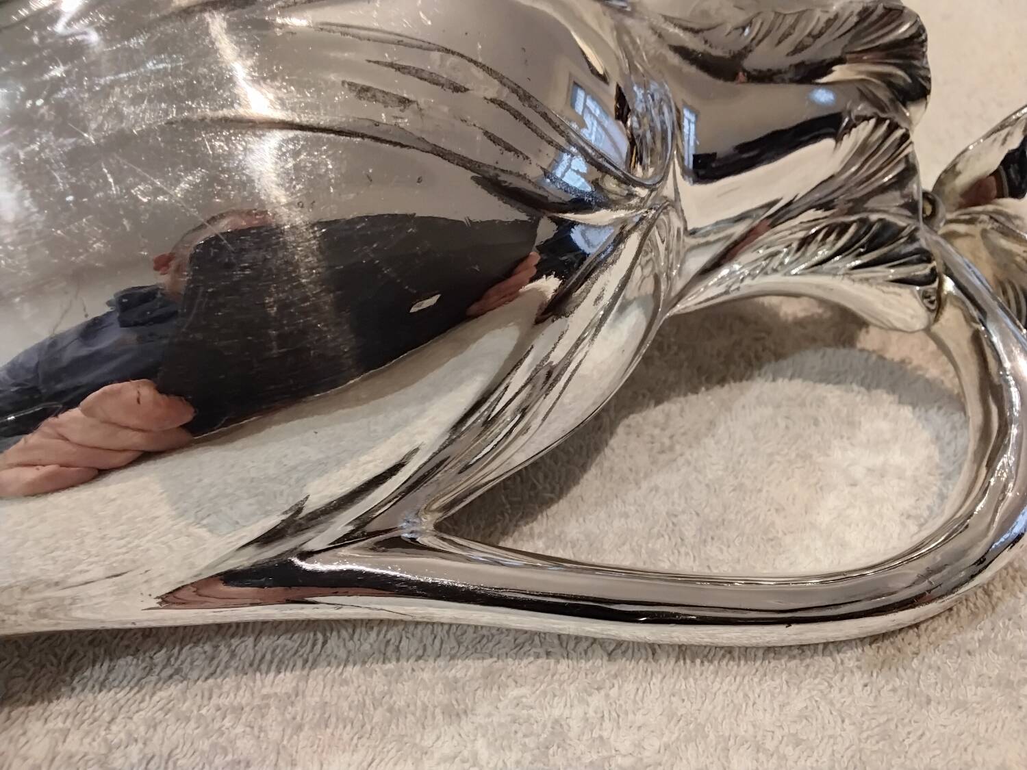Silver metal jug in Art Nouveau style by the silversmith Gallia, height 26.2 cm.
