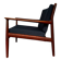 Fauteuil danois en teck et bouclette bleu