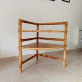 Table d'angle en bambou et rotin par Adrien Audoux et Frida Minet années 50