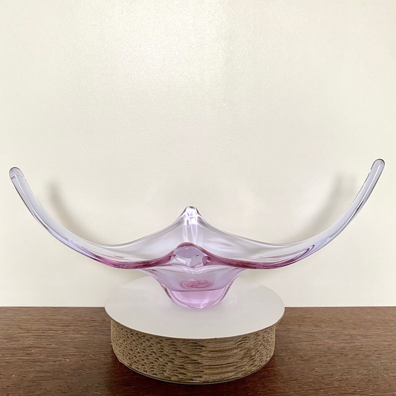 Murano - organic glass sculpture center bowl - Lilac