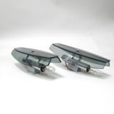 Pair of Veca smoked glass and chrome wall lights from the 70s