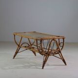 Vintage rattan coffee table, France 1960.