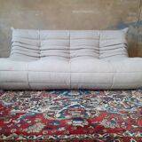 Togo beige wool bench by Michel Ducaroy