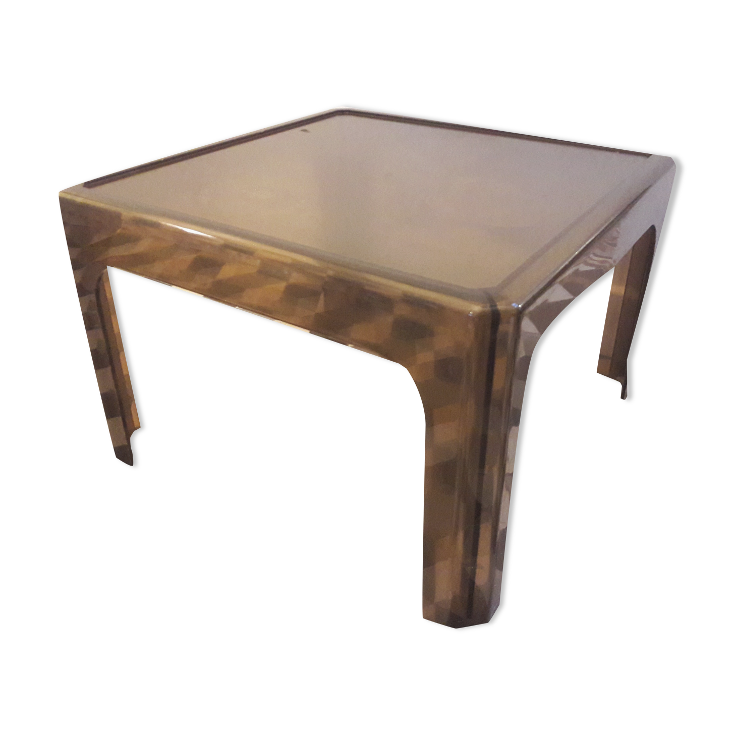 Square coffee table 60/70 plastic smoke, plexiglass smoke sofa end