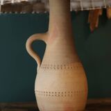 Terracotta lamp and original wool lampshade
