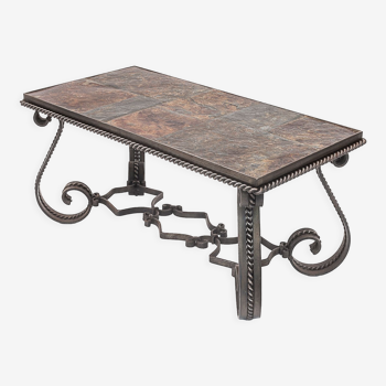 Wrought iron coffee table Merceris 1950