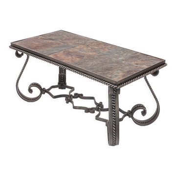 Table basse en fer forgé Merceris 1950