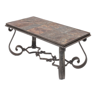 Wrought iron coffee table Merceris 1950