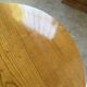 1950s round tripod oak coffee table