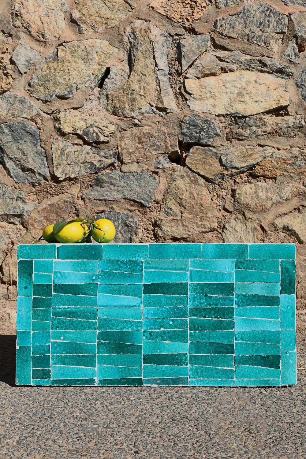 Table basse en Zellige moderne bleu turquoise