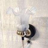 Art Deco wall light in brass with glass shade - mid 20th century.