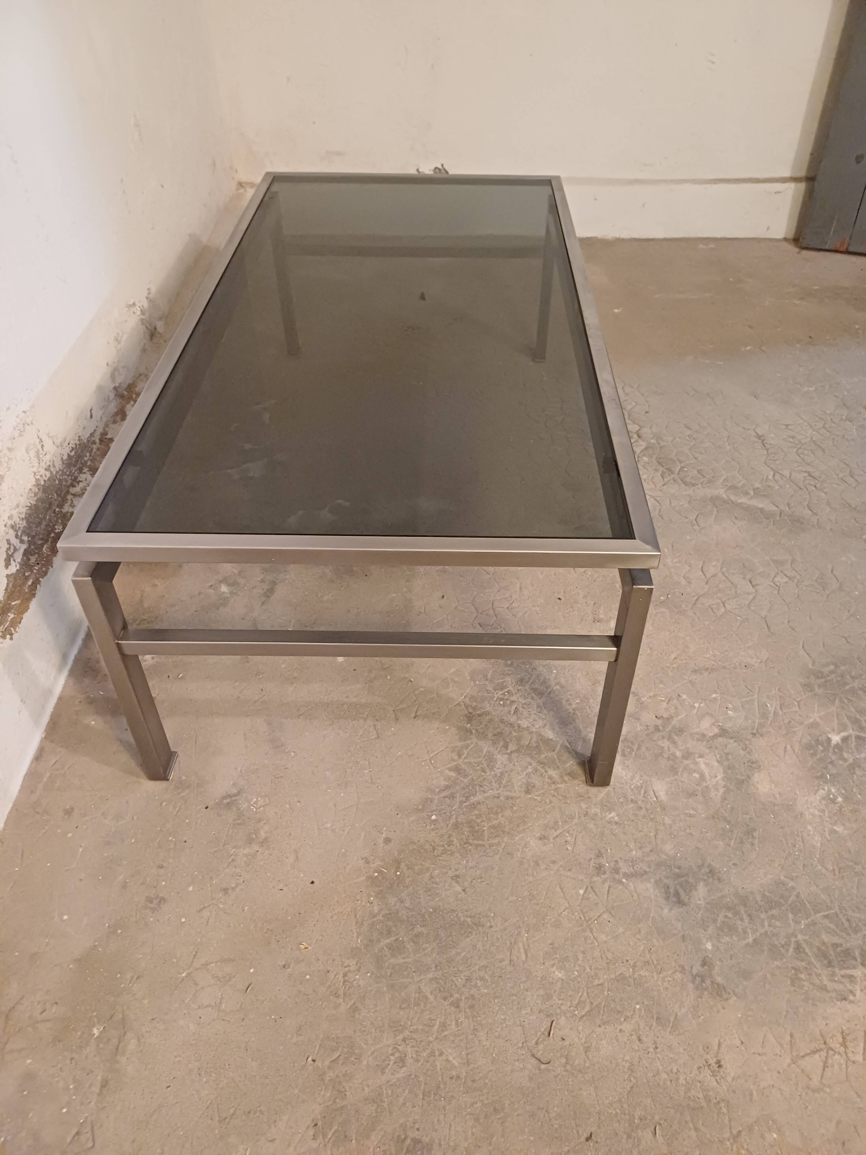 Table basse design vintage verre fumé