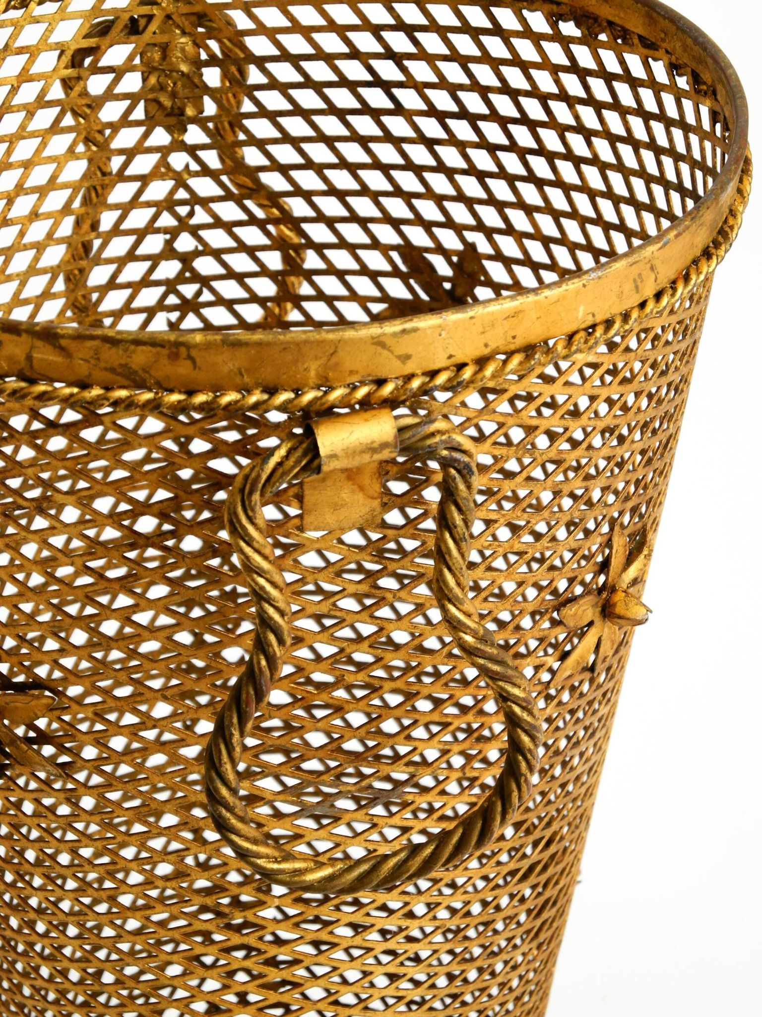 Large Mid-Century Regency umbrella stand made of gilded metal, Italy 1960s