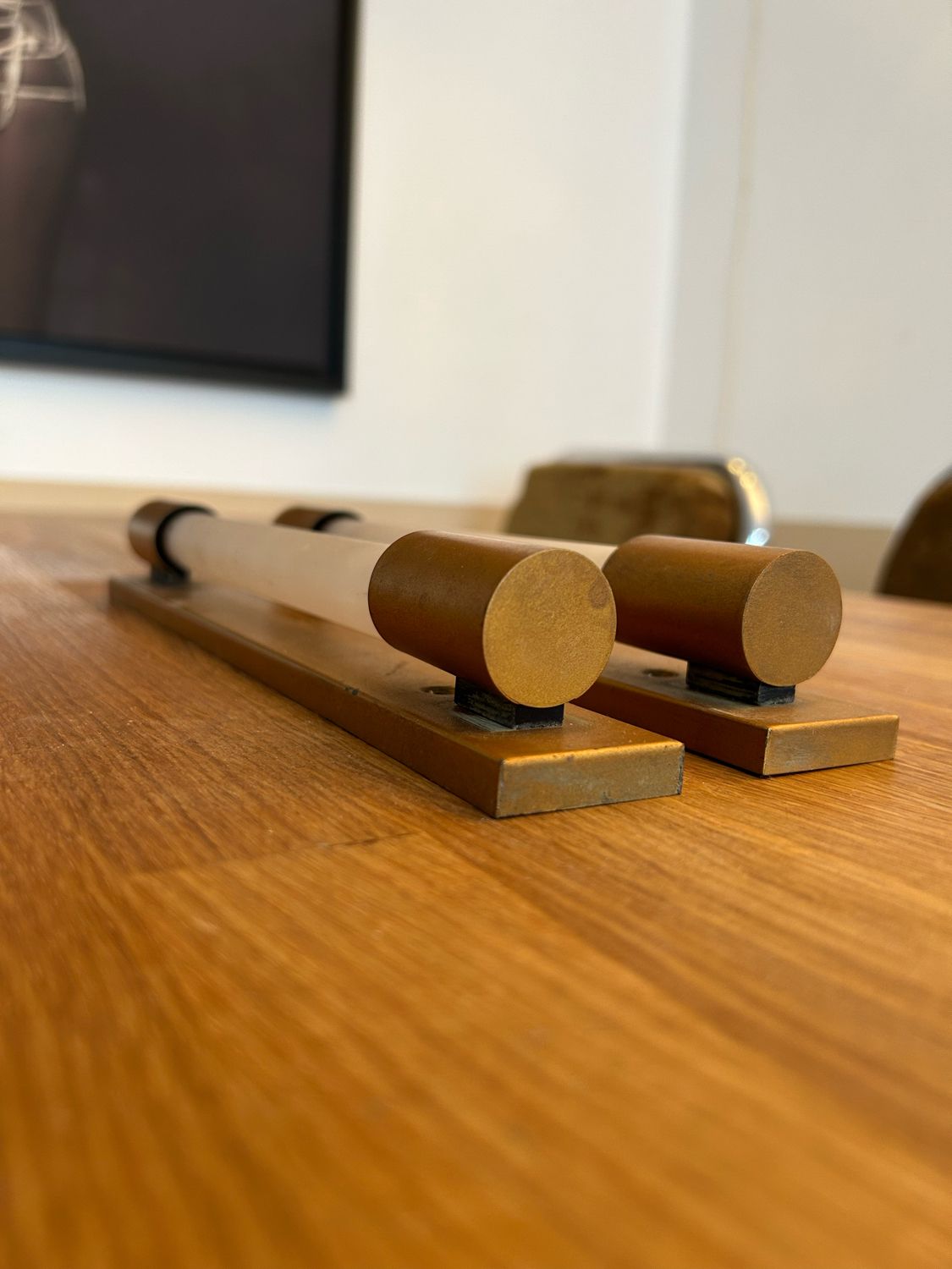 Pair of vintage modernist wall lamp, copper, France 1930