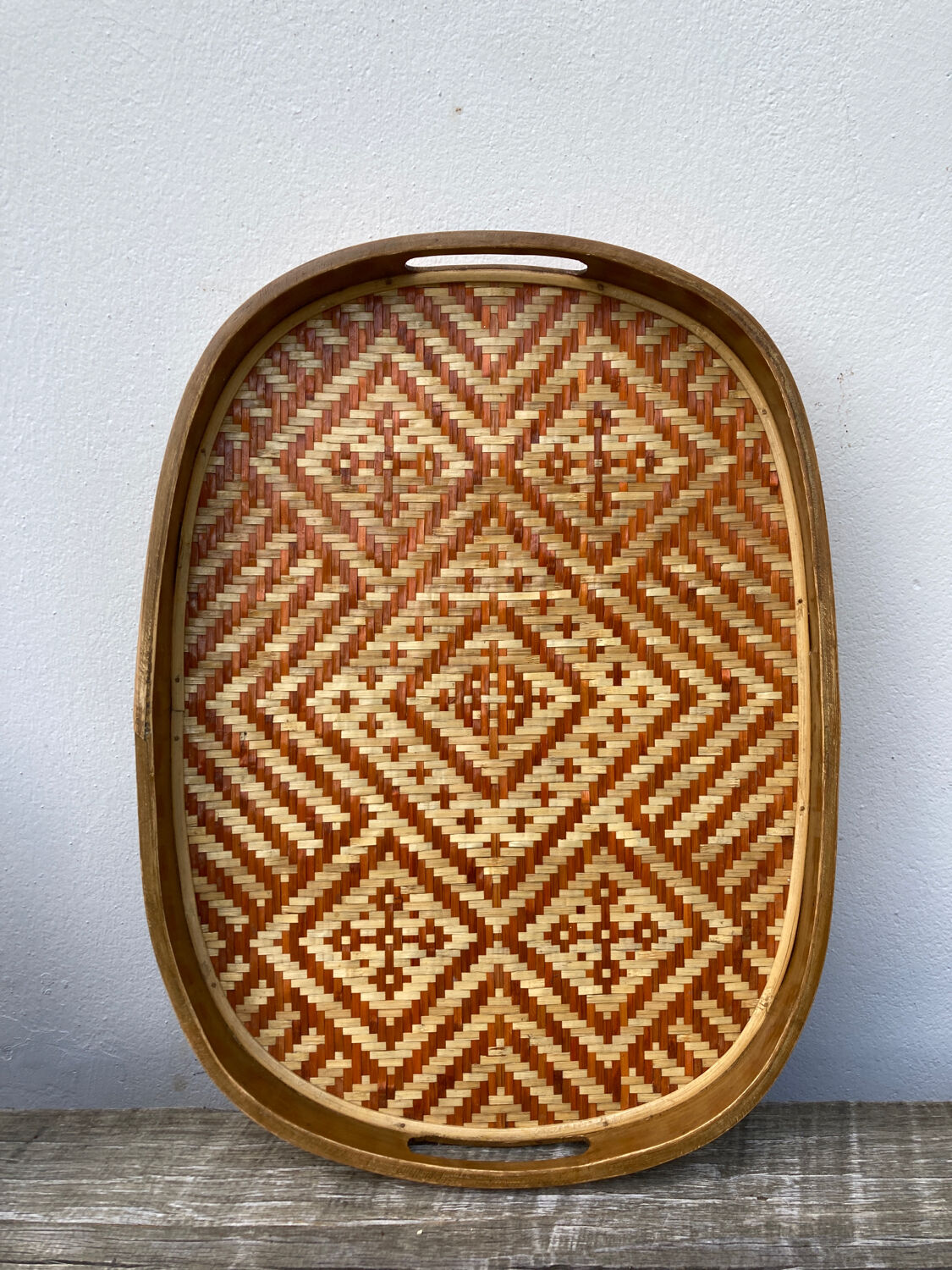 Rattan top and woven wood 1970