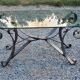 Coffee table from the 70s in wrought iron glass top bec de corbin