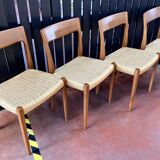 Suite Of 4 Scandinavian Teak And Rope Chairs By Svegards Markaryd